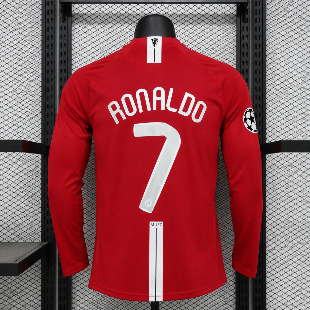 Manchester United Local Retro Manga Larga + RONALDO #7 | Temporada 07-08