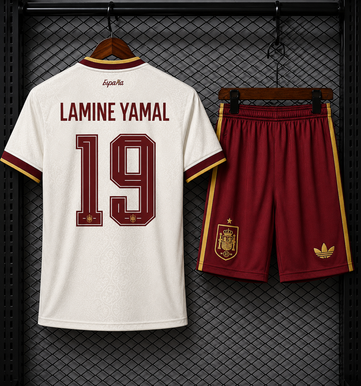 España Visitante + LAMINE YAMAL #19 Versión Niño | Mundial 2026